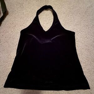 90s Vivendi Velvet Halter Top Tank Small Black Fitted Minimalist Basic soft